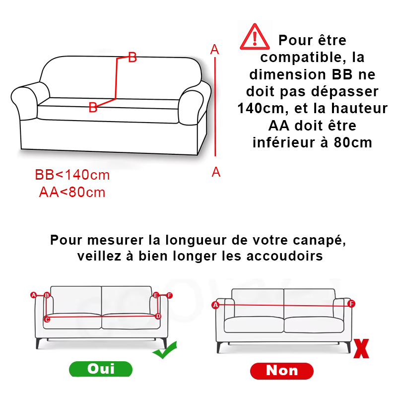 Extendable sofa cover for damask velvet 1, 2, 3, 4, 5 places