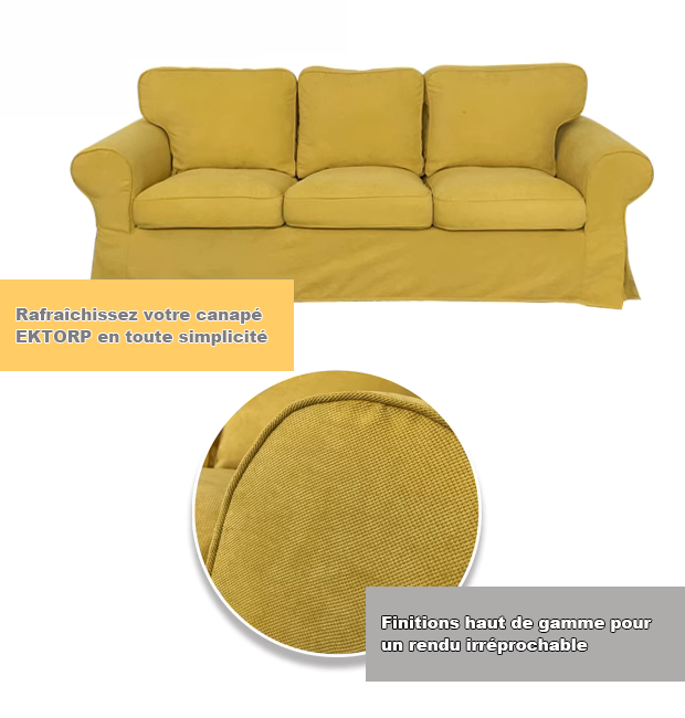 Housse canapé IKEA EKTORP luxe velours strié renforcé Jaune tissu
