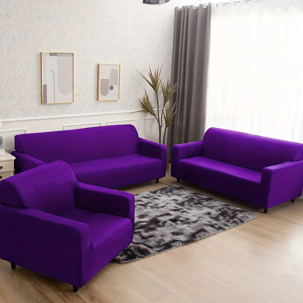 Housse extensible fauteuil canapé mauve