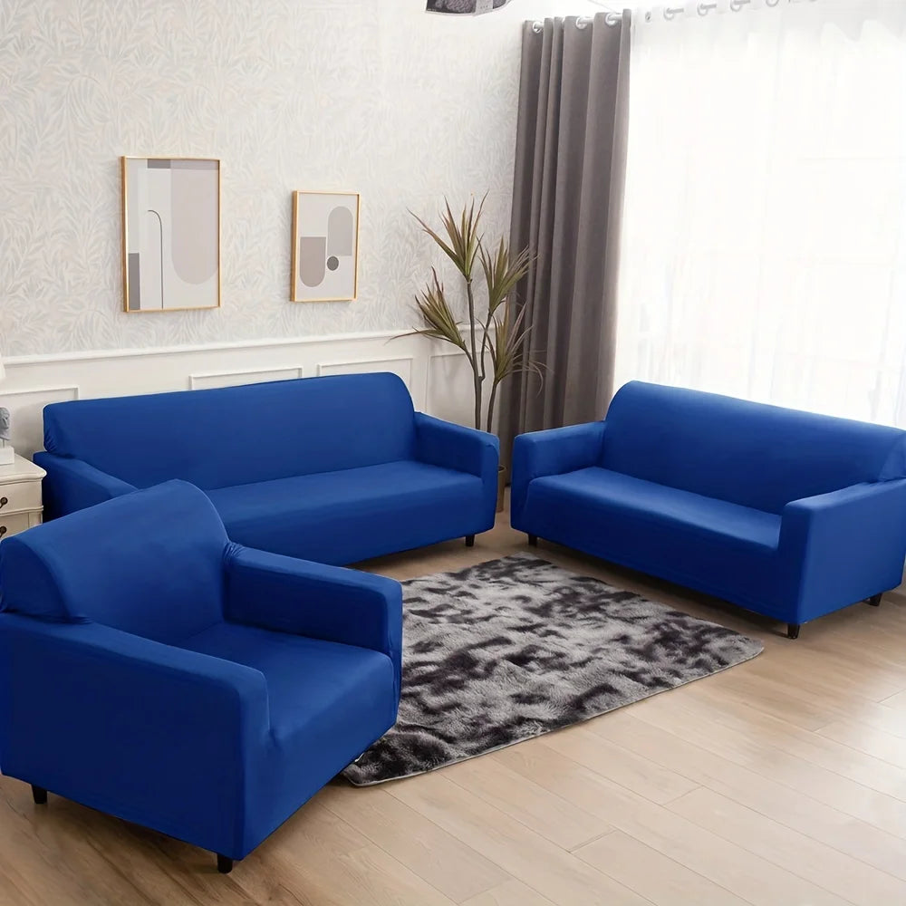 Housse fauteuil canapé extensible bleue royale
