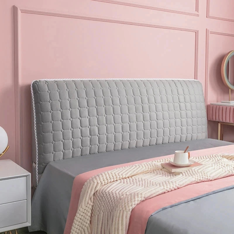 Housse pour tête de lit en velours capitonné avec poche intégrée argent