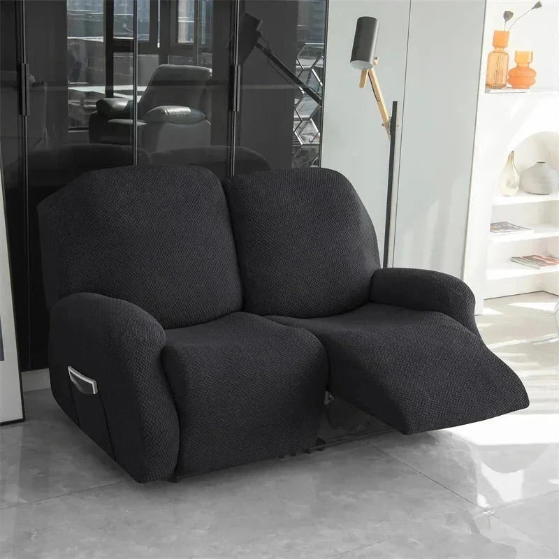 Housse canapé relax 2 places noir velours damassé