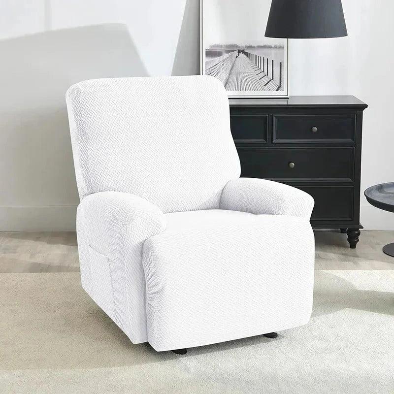 Housse fauteuil relax blanc velours damassé