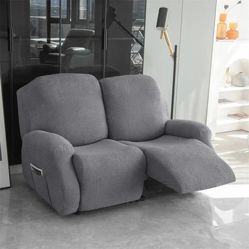 Housse canapé relax 2 places gris velours damassé