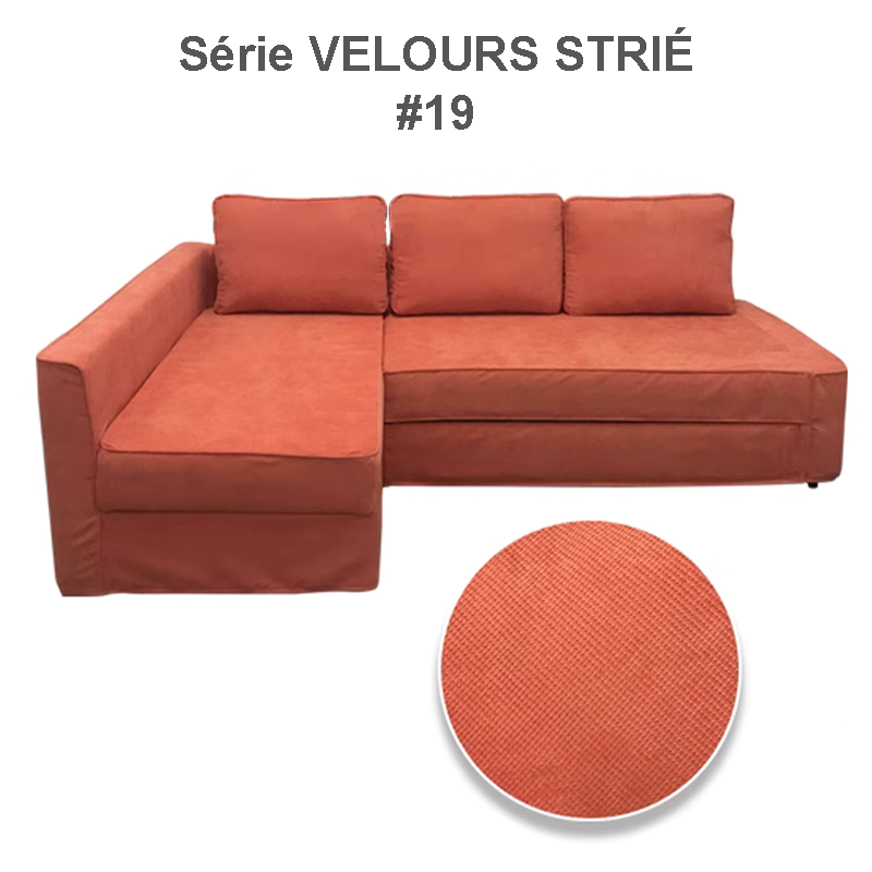 Ribbed velvet cover for convertible IKEA FRIHETEN corner sofa