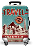 Housse de protection pour valise à roulette cabine ou XL motif travel