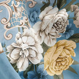 tissu doux et motif fleur bleue
