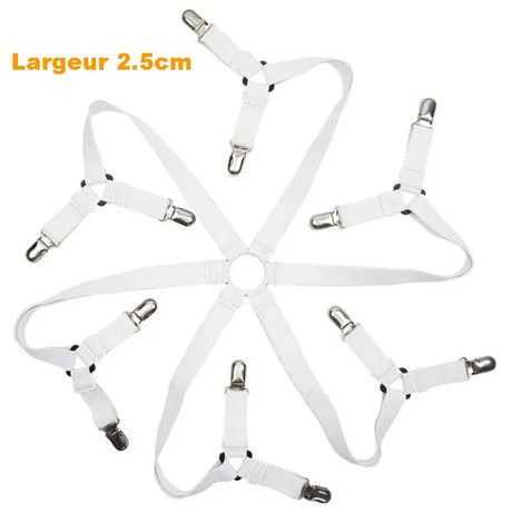 Attaches élastiques pour housses de canapé anti glisse blanc