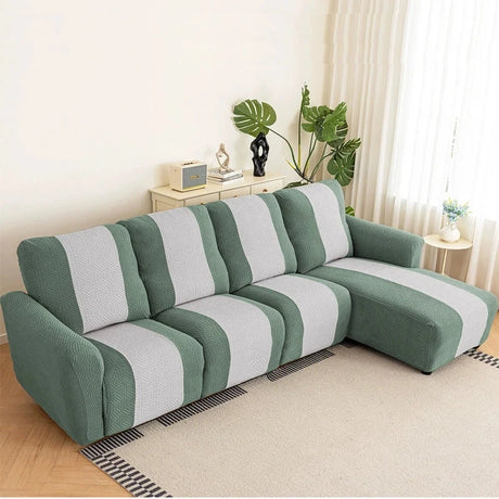 Housse canapé d'angle relax avec méridienne vert 