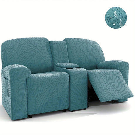 Housse canapé relax 2 places tablette centrale bleue