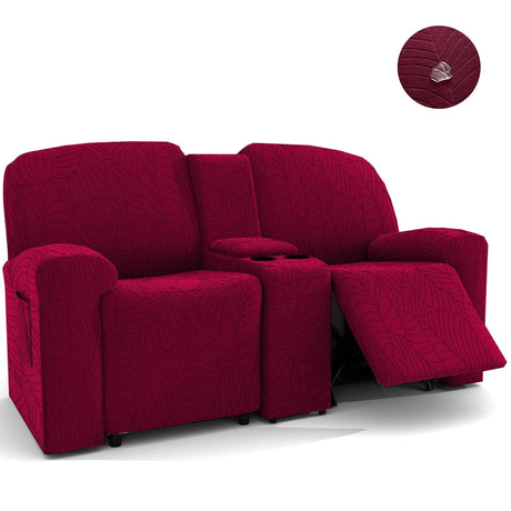 Housse canapé relax 2 places tablette centrale bordeaux