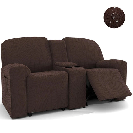 Housse canapé relax 2 places tablette centrale marron