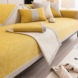 Housse de canapé antidérapante coton  twill denim jaune