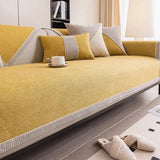 Housse de canapé antidérapante coton  twill denim ocre