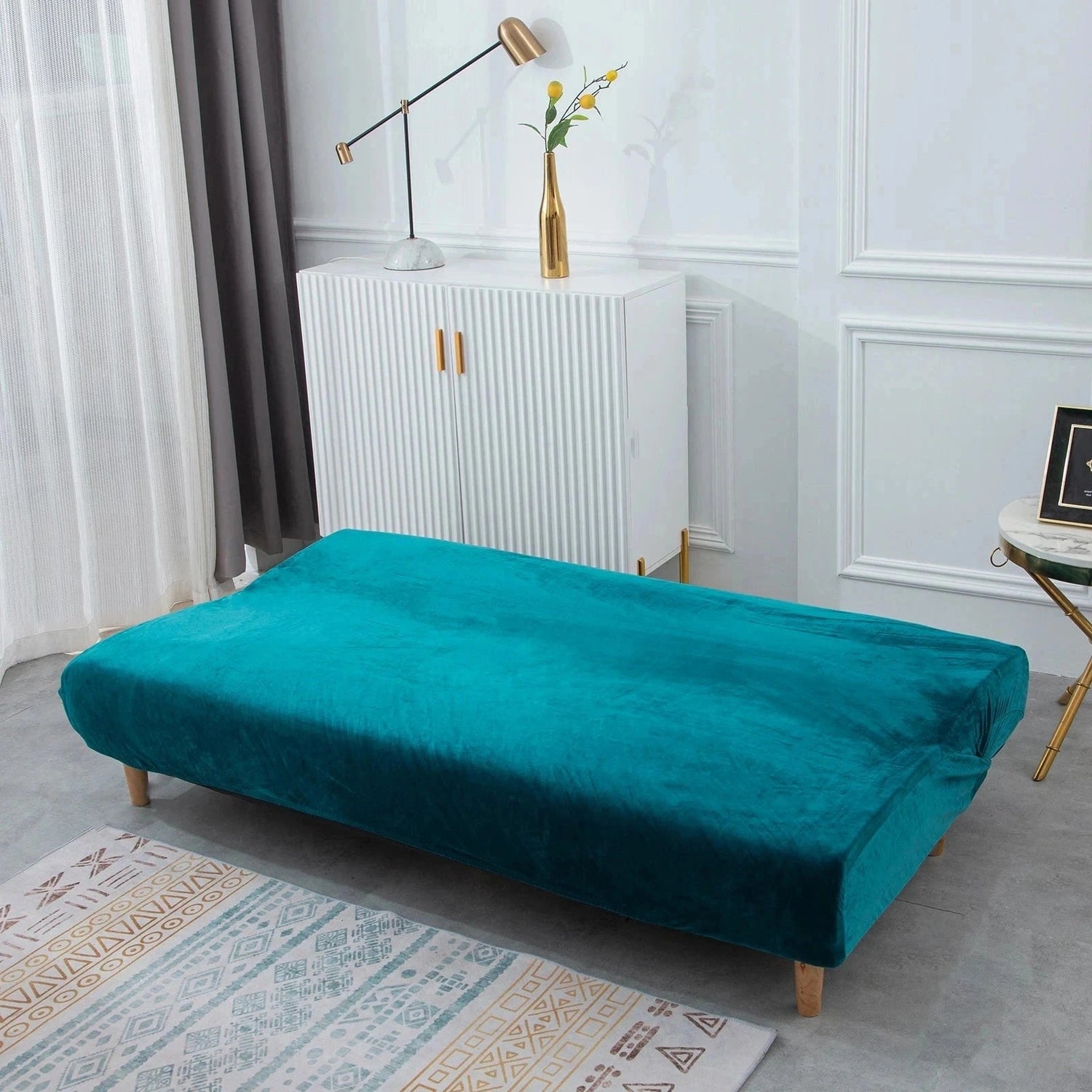 Housse de canapé lit, clic-clac, canapé sans accoudoir pur velours