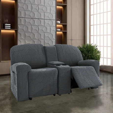 Housse de canapé relax 2 places avec tablette centrale gris foncé