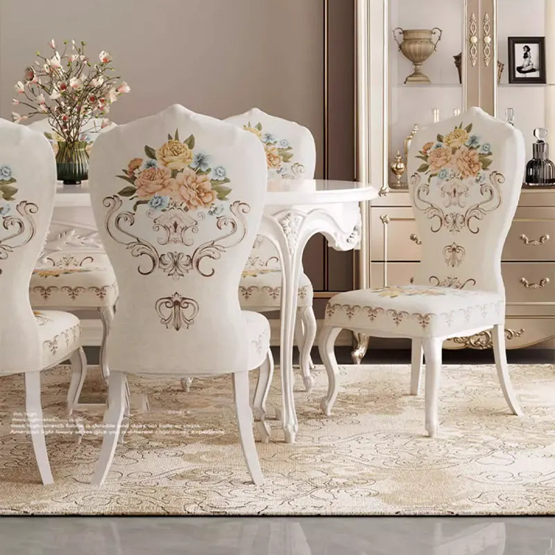 Housse de chaise anciennes baroque louis 16 beige de dos
