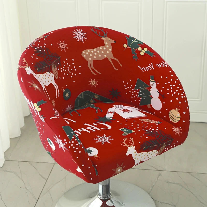 Housse de chaise de bar gabin grand dossier incurvé lycra noel