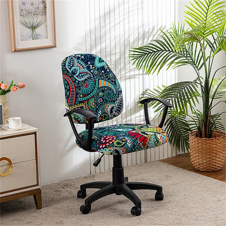 Housse de chaise de bureau extensible moderne tissu imprimé -