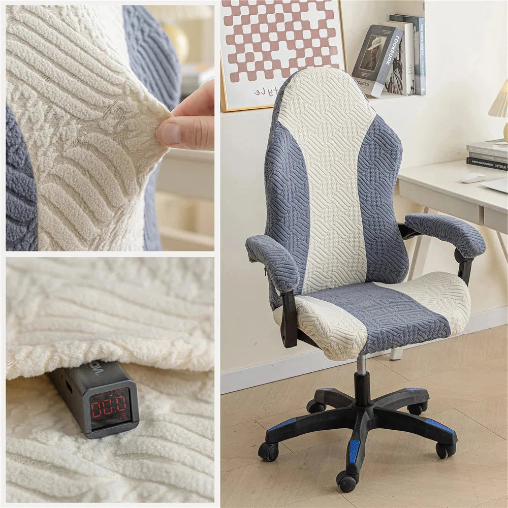 Housse de chaise de bureau tissu renforcé anti griffes gris