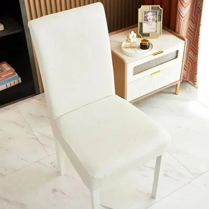 Housse de chaise imperméable simili cuir hydrofuge ivoire