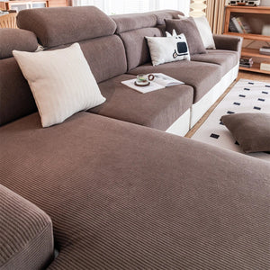 Striped corduroy reinforced sofa cushion cover