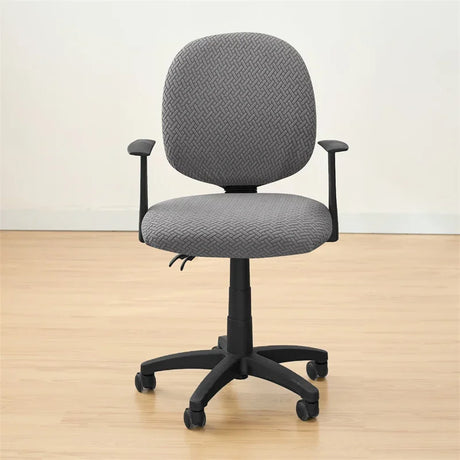 Housse de siège de bureau extensible velours damassé gris
