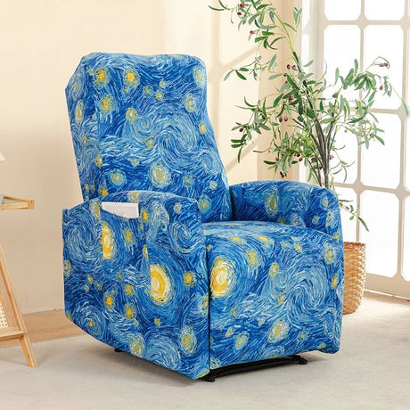 Housse fauteuil relax relevable électrique dossier long motif imprimé 10