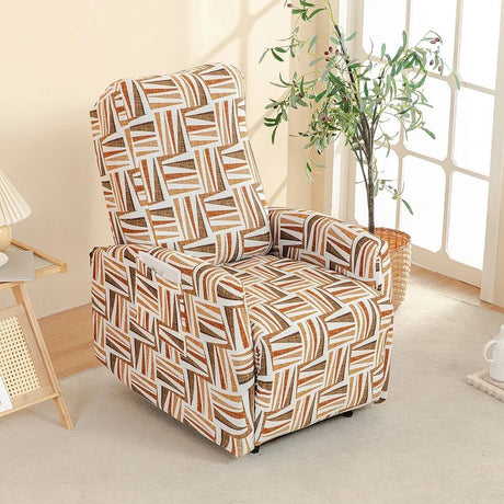 Housse fauteuil relax relevable électrique dossier long motif imprimé 12