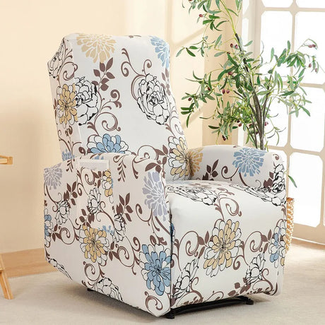 Housse fauteuil relax relevable électrique dossier long motif imprimé 17