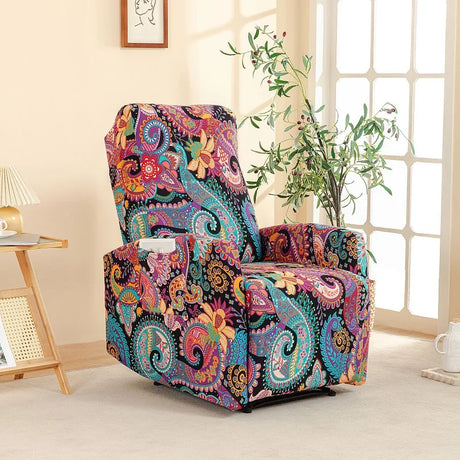 Housse fauteuil relax relevable électrique dossier long motif imprimé 6