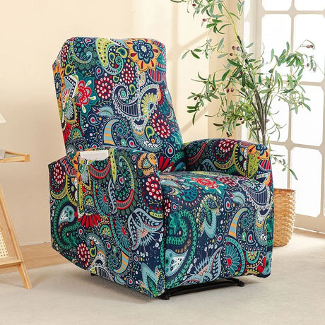 Housse fauteuil relax relevable électrique dossier long motif imprimé 8