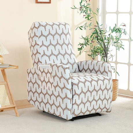 Housse fauteuil relax relevable électrique dossier long motif imprimé 9