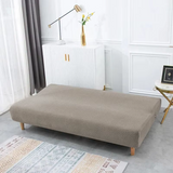 Housse pour canapé-lit, clic-clac, canapé sans accoudoirs taupe ouvert 