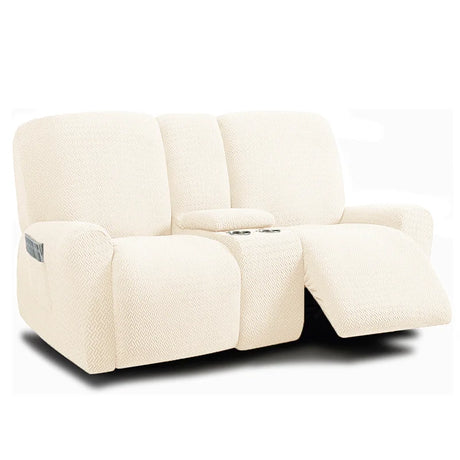 Housse pour canapé relax 2 places avec console beige