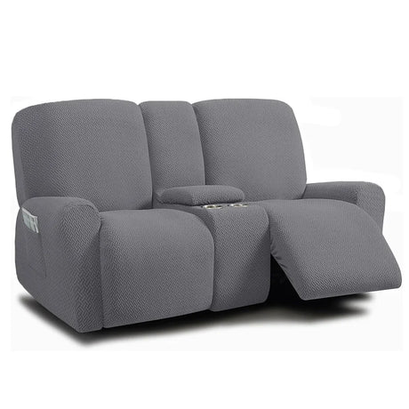 Housse pour canapé relax 2 places avec console gris