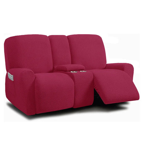 Housse pour canapé relax 2 places avec console rose fushia