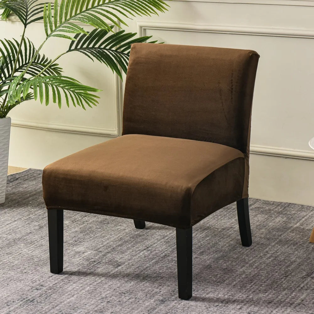 Housse pour chauffeuse, fauteuil bas velours café