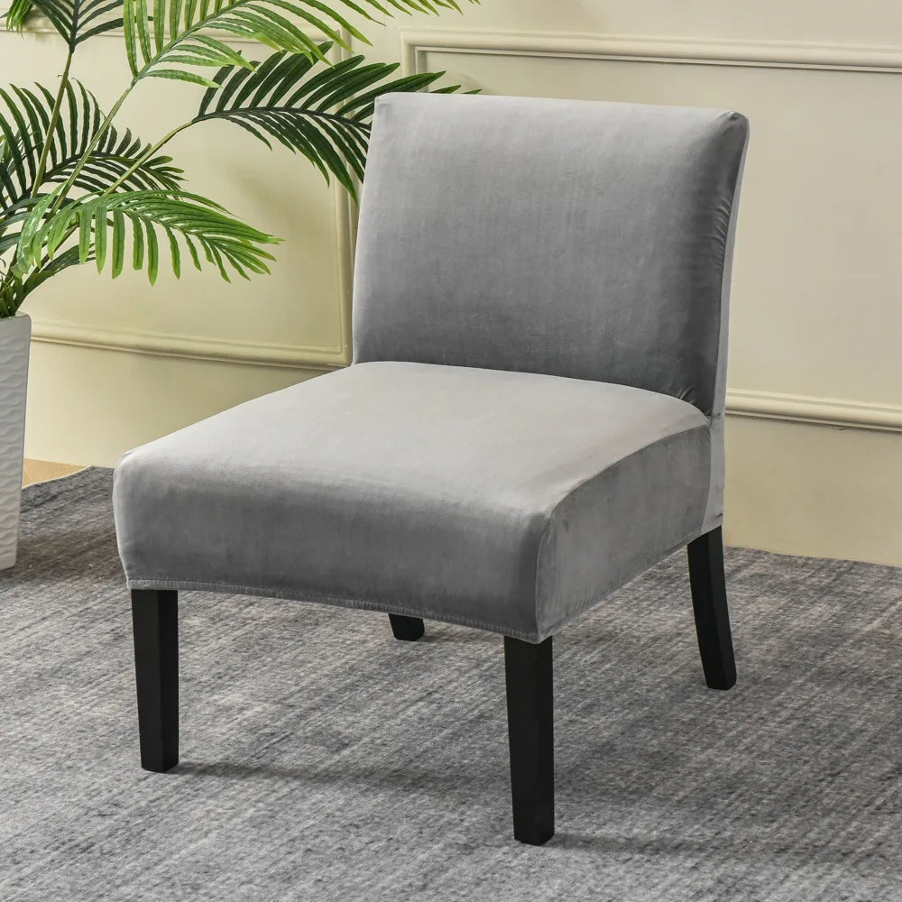 Housse pour chauffeuse, fauteuil bas velours gris 