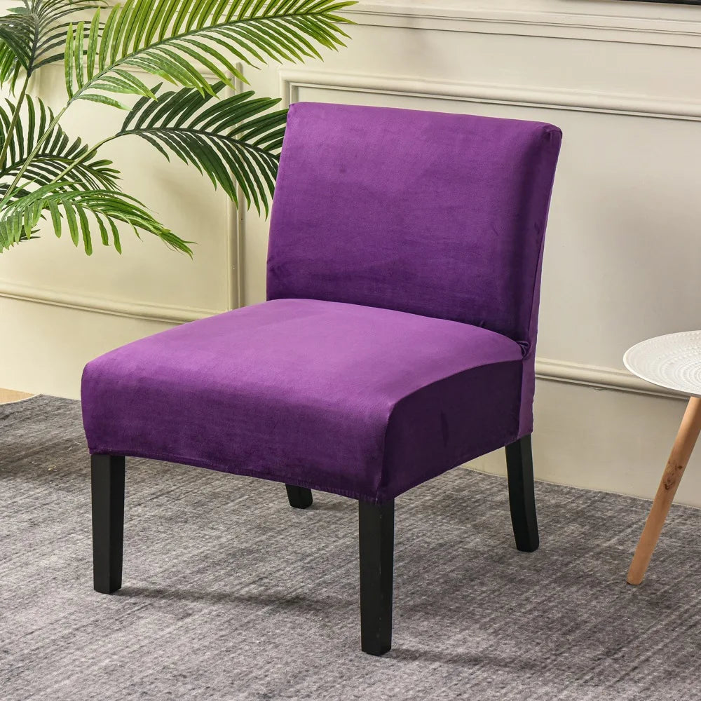 Housse pour chauffeuse, fauteuil bas velours violet