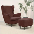Housse pour fauteuil IKEA Strandmon et repose pieds marron café