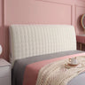 Housse pour tête de lit en velours capitonné avec poche intégrée beige