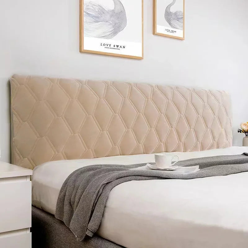 Housse pour tête de lit en velours douce et lisse avec poche intégré taupe