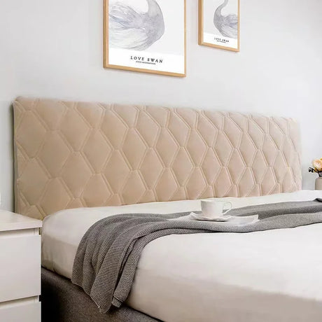 Housse pour tête de lit en velours douce et lisse avec poche intégré taupe