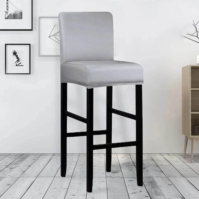 Housse pour tabouret de bar simili cuir imperméable argent