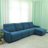 Housses pour canapé d'angle relax inclinable avec méridienne lycra bleue