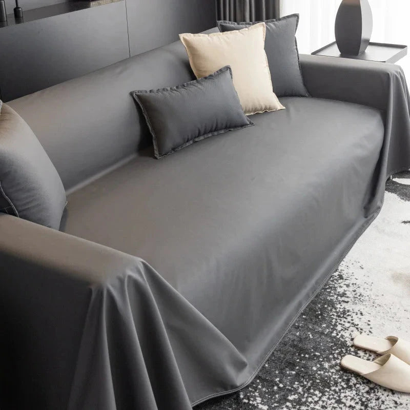 Jeté de canapé XXL simili cuir imperméable et hydrofuge gris
