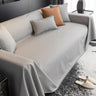 Jeté de canapé XXL simili cuir imperméable et hydrofuge gris clair