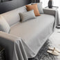 Jeté de canapé XXL simili cuir imperméable et hydrofuge gris clair