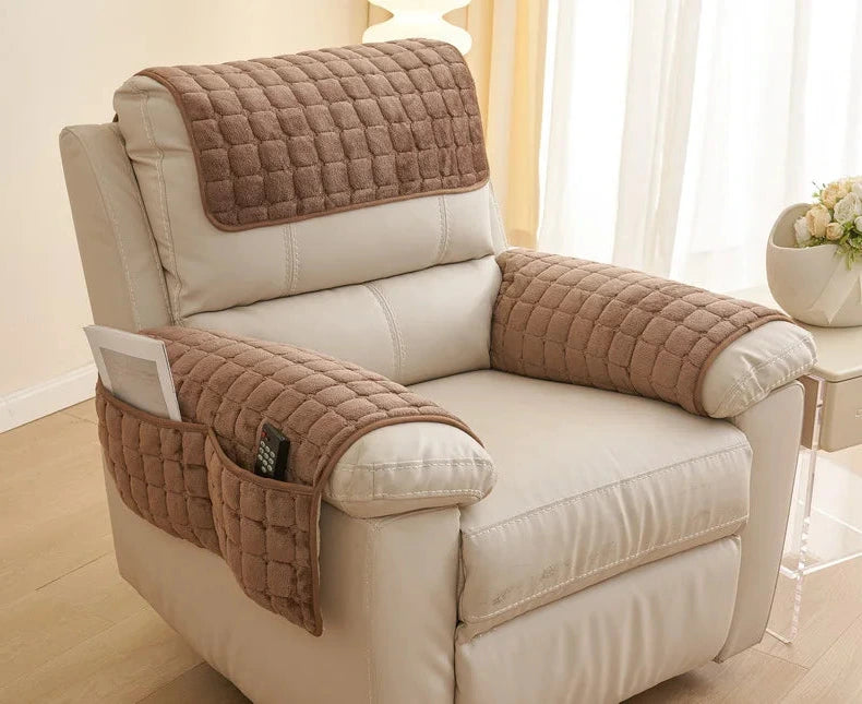 Pad antidérapant de protection pour accoudoirs et dossiers fauteuil marron